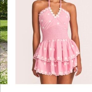 Pink halter mini dress